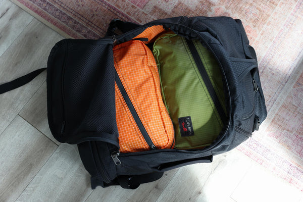 A Spectron Techonaut 45 packed with Packing Cube Shoulder Bags